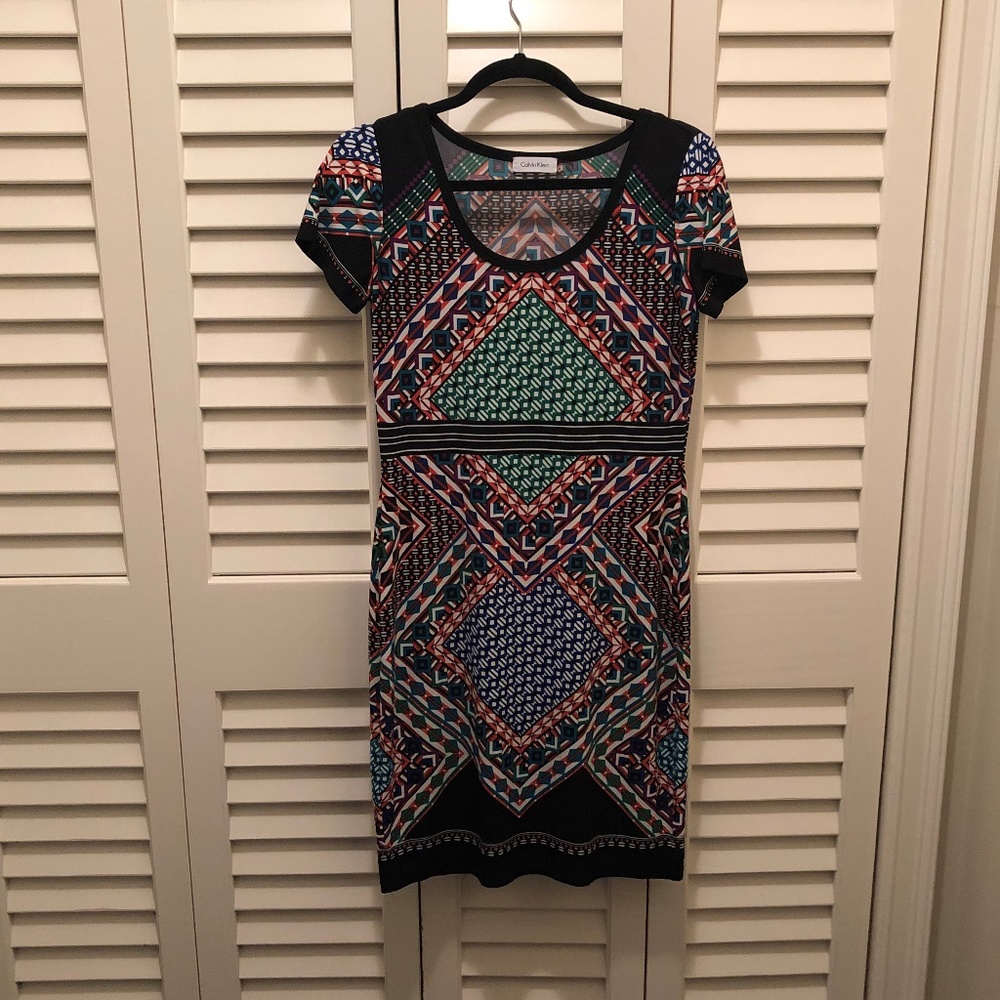 Calvin Klein Short-Sleeve Printed Sheath Dress